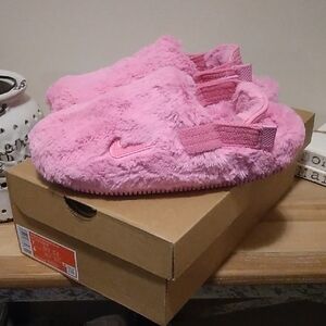 Women's Nike Calm Mule SE Playful Pink Fur Slippers Slides